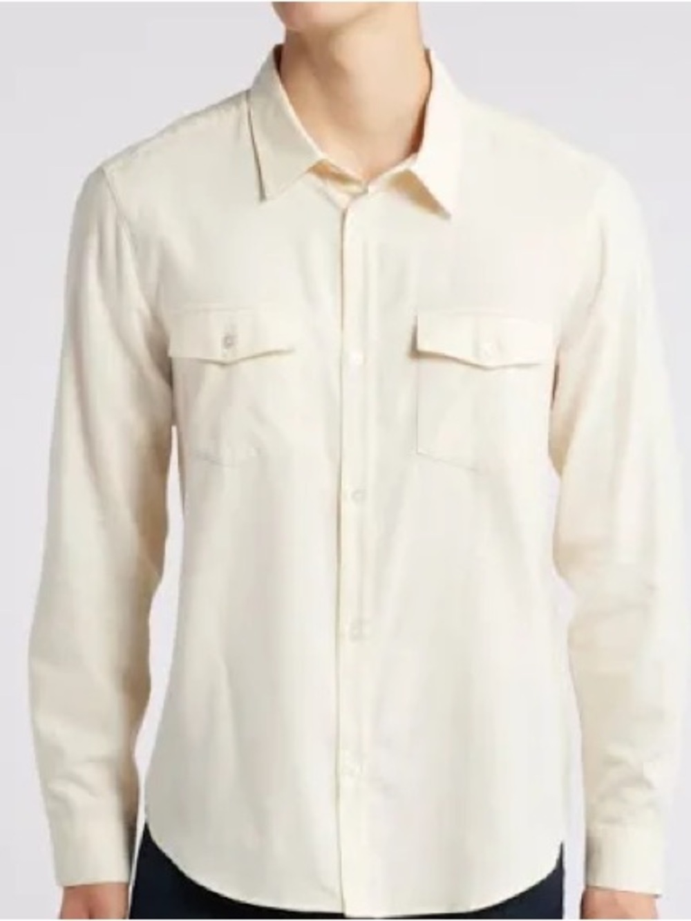 Frame Men's Cream Button-Front Western Shirt Jacket